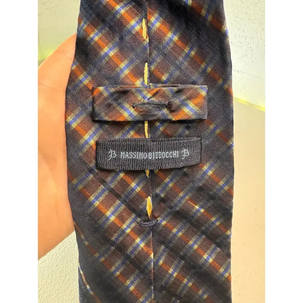 Massimo Bizzocchi Louis Boston 100% Pure Silk Plaid Men’s Tie Italy